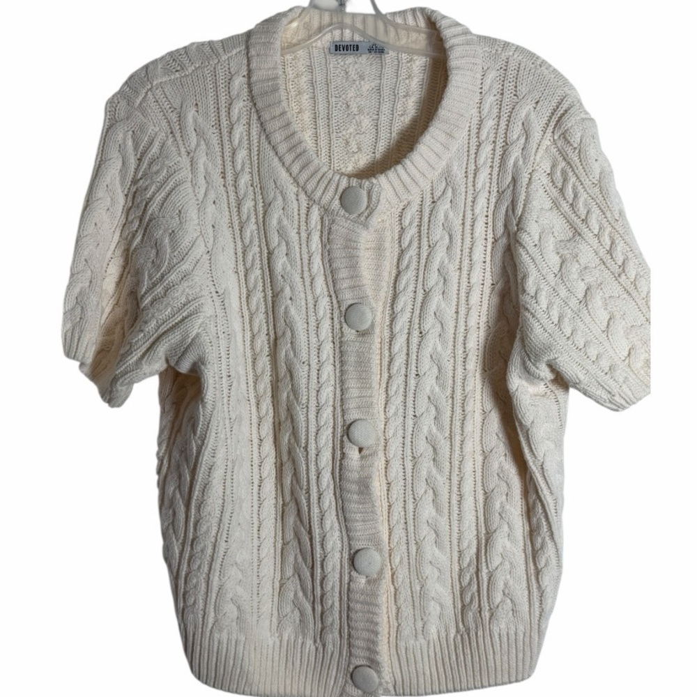 Elegant Cream Knit Cardigan for Women - Picture 2 of 5